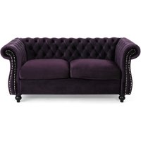 Christopher Knight Home Karen Traditional Chesterfield Loveseat Sofa, BlackBerry and Dark Brown, 61.75 x 33.75 x 27.75