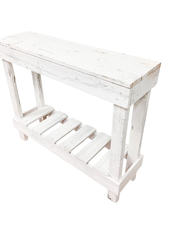Woven Paths Farmhouse Reclaimed Wood Small Sofa Table, White