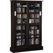 Atlantic 49" Windowpane Media Storage Shelf Cabinet with Sliding Glass Doors (576 CDs, 192 DVDs, 215 BluRays), Espresso