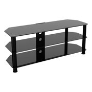 AVF Group Classic Corner Glass TV Stand with Cable Management Up to 60" Screen Size, Black