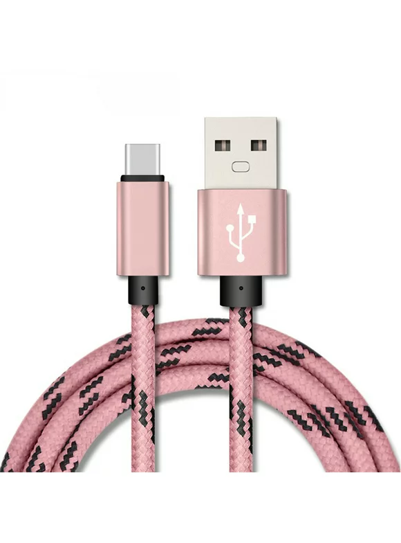 3FT USB Type C Cable, Fast Charger, AFFLUX USB-A to USB-C Charging Cord, Nylon Braided, Compatible with Samsung Galaxy S23, S22, S21, S20, S10, S9, S8, Note20 10 9 8, Universal USB-C Charger, Pink