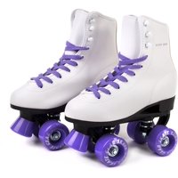 Cal 7 Soft Boot Roller Skate, Retro Fashion High Top Design in Faux Leather for Indoor & Outdoor (Pink, Youth 1)