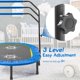 image 2 of Indoor Trampoline for 2 Kids, Parent-Child Twins Trampoline for Toddlers with Adjustable Handle and Safety Pad,Home Gym Exercise Trampoline for Boys Girls, Cardio Trainer, Blue