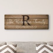 Family Name and Initial 6" x 18" or 9" x 27" Personalized Canvas