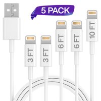 iPhone Charging Cable - Infinte Power,5 Pack (3FT, 6FT, 10FT) USB Cable, Compatible with Apple iPhone Xs,Xs Max,XR,X,8,8Plus,7,7Plus,6S,6SPlus,iPad Air,Mini/iPod Touch/Case, Charging Cord
