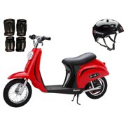 Razor Pocket Mod 24V Electric Scooter (Red) with Helmet, Elbow and Knee Pads