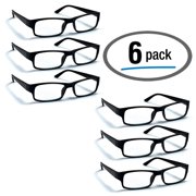 6 Pack Reading Glasses by BOOST EYEWEAR, Traditional Frames in Black Color, for Men and Women, with Comfort Spring Loaded Hinges, Black Frames, 6 Pairs