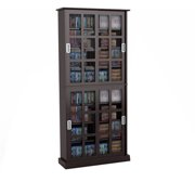 Atlantic 72" Windowpane Media Storage Shelf Cabinet with Sliding Glass Doors (720 CDs, 288 DVDs 348 Blu Rays), Espresso
