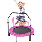 36-Inch Kids Trampoline Little Trampoline with Adjustable Handrail and Safety Padded Cover Mini Foldable Bungee Rebounder Trampoline Indoor/Outdoor