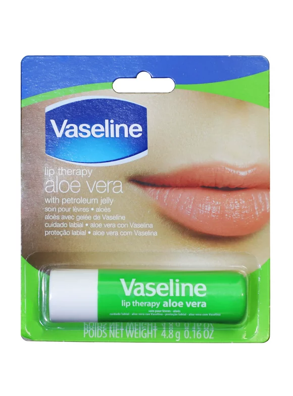 Vaseline Lip Therapy Moisturizing Hydrating Lip Balms with Aloe Vera, Vitamin E, Clear, 1 Count