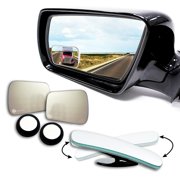 Zone Tech Blind Spot Adjustable Square Mirrors - 2-Pack  Square Blind Spot Mirror Adjustable Stick-On Exterior Side Mirror for All Cars Motorcycles Trucks Snowmobiles