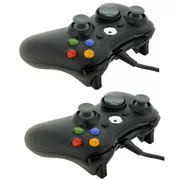 TekDeals 2x New Black Wired USB Game Pad Controller For Microsoft Xbox 360 PC Windows