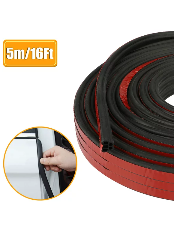 16ft Universal Door Sealing Strip, TSV Automotive Door Sealing Strip, Double Layer Car Window Weather Stripping Seal Strip, L-Shape Car Front Windshield Sunroof Edge Protector Trimmed Rubber Seal