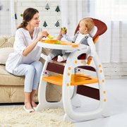 3 in 1 Baby High Chair, Convertible Play Table and Chair Set for Toddler, Adjustable Seat Back, Yellow