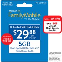 Daily Saves Family Mobile $29.88 Unlimited Monthly Plan (4GB at high speed, then 2G*) w Mobile Hotspot Capable (Email Delivery)