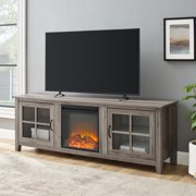 Manor Park Farmhouse Fireplace TV Stand for TVs up to 80", Grey Wash
