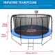 image 1 of Trampoline With Balance Bar, 14x14x8.2ft 800lbs Load Safety Enclosure Net Basketball Hoop 2-Step Ladder Outdoor Backyard Kids Recreational Trampolines For Toddlers, Black Blue