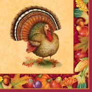 (3 Pack) Festive Turkey Thanksgiving Paper Dinner Napkins, 8 in, 16ct