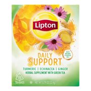 (4 Boxes) Lipton Herbal Supplement with Green Tea Daily Support 15 ct