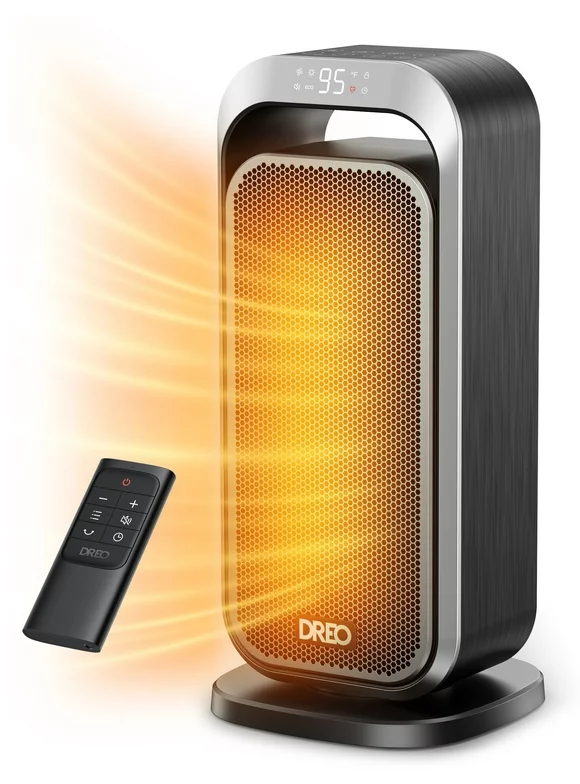 Dreo Space Heaters for Inside, 2023 New Portable Electric Heater with Remote, 70 Oscillation, 1500W PTC Ceramic Fast Safety Heater with Thermostat, ECO Mode, 12H Timer, Heater for Office, Bedroom