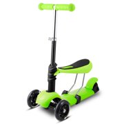 Christams Sale! 3-in-1 3 Wheels Mini Kick Scooter for Kids with Seat & Flashing WheelsToddler Scooters with Adjustable Handle T-Bar Birthday Gift for Baby Boys Girls Age 2 to 10