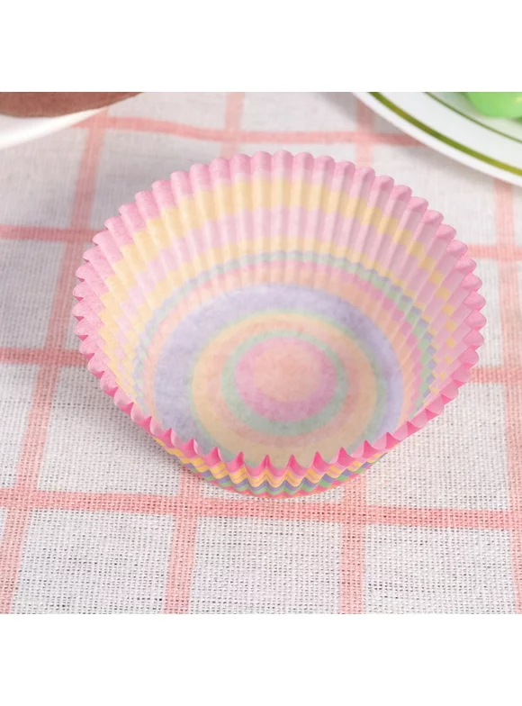 100pcs Oilproof Cupcake Wrappers Rainbow Color Cake Cups Colorful Paper Cupcake Liners Dessert Wraps Greaseproof Cake Holder