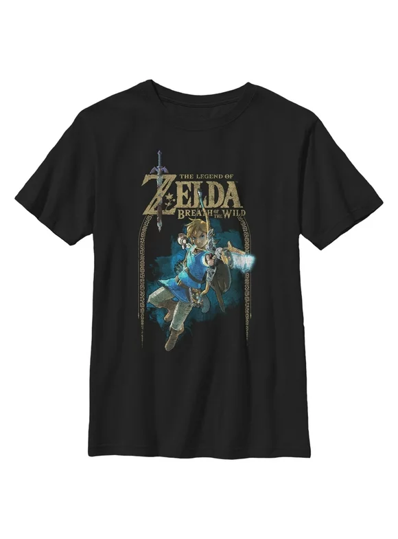 Boy's Nintendo Legend of Zelda Breath of the Wild Arch  Graphic Tee Black Medium