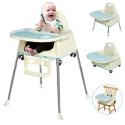 3-IN-1 Foldable Baby High Chair, Safe Feeding Highchair Adjustable With Safe Belt Big Tray for Kids Toddler Feeding Playing