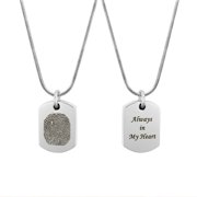 Anavia Personalized Actual Human Fingerprint Dog Tag Cremation Necklace Stainless Steel Pendant Urn Ashes Holder with Free Funnel Kit and Velvet Jewelry Box and Ships Next Day!