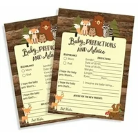 50 baby shower advice & prediction cards for mom cute rustic woodland forest animals baby shower (50-cards)