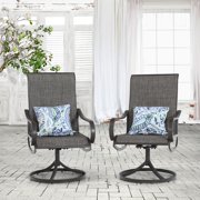 MFSTUDIO 2 Pieces Patio Dining Chairs Swivel Metal Chairs All Weather Resistant Outdoor Furniture, Sling Mesh Brown Steel Frame
