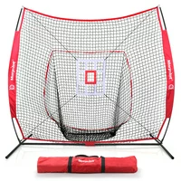Morpilot 7x7 Baseball & Softball Hitting, Pitching, Batting and Catching Net, With Carry Bag, Strike Zone Target, 3 Weighted Balls