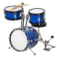 Best Choice Products 3-Piece Kids Beginner Drum Musical Instrument Set w/ Sticks, Cushioned Stool, Drum Pedal