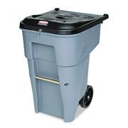 Rubbermaid Commercial Brute Confidential Document Roll-Out Container, Square, Poly, 65 gal, Gray -RCP9W1088GY