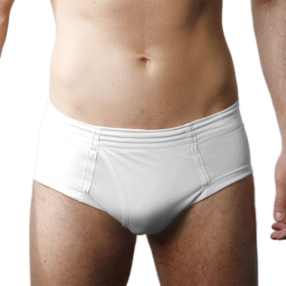 Players Men's Tall Fly Front Brief-White-Large-Tall