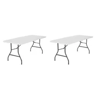 Cosco (2-Pack) 6 Foot Centerfold Folding Table, White