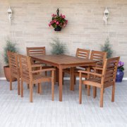 Amazonia Milano 7-Piece Rectangular Patio Dining Set | Eucalyptus Wood | Ideal for Outdoors and Indoors