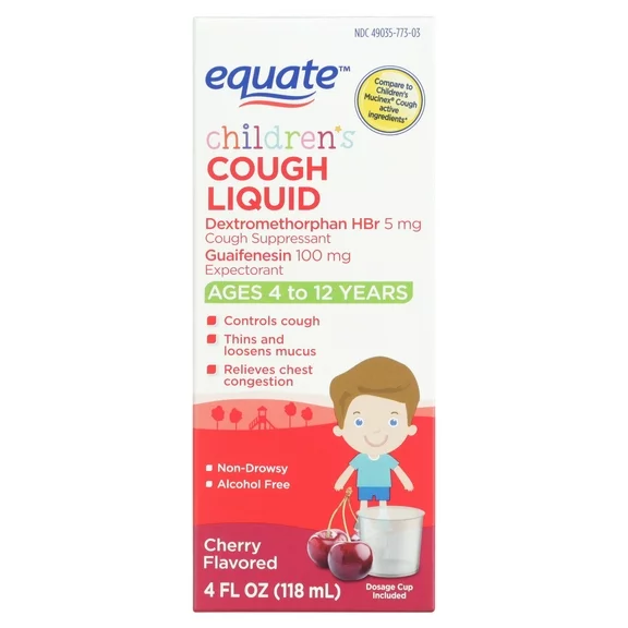 Equate Children's Cough Liquid, Cherry Flavor, 4 fl oz