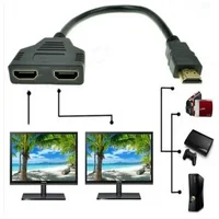 EleaEleanor HDMI Port Male To Female 1 Input 2 Output Splitter Cable Adapter Converter 1080P HD HDMI Cable
