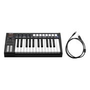 WORLDE Blue whale 25 Portable USB MIDI Controller Keyboard 25 Semi-weighted Keys 8 RGB Backlit Trigger Pads LED Display with USB Cable