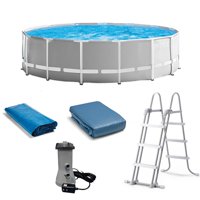 Intex 15 Foot x 48 Inch Prism Above Ground Swimming Pool Set & Ladder and Cover