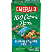 Emerald Nuts Natural Walnuts and Almonds, 100 Calorie Packs, 7 Ct