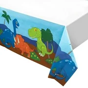 Dinosaur Plastic Tablecloth - 3-Pack Dino Party 54 x 108 inch Table Cover, Fits Up to 8-Foot Long Tables, Dinosaur Birthday Party Supplies, 4.5 x 9 Feet