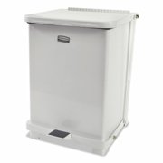 Rubbermaid Commercial Defenders Biohazard Step Can Square Steel 7 gal White (RCP ST7EPLWHI)