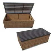 Bowery Hill Outdoor Wicker Storage Coffee Table in Caramel