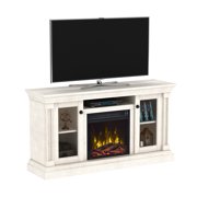 Brayer White Oak TV Stand for TVs up to 60" with Electric Fireplace
