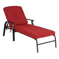 Mainstays Belden Park Cushion Steel Outdoor Chaise Lounge - Red/Black