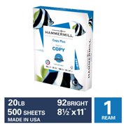 Hammermill Copy Plus 20lb Paper, 8.5 x 11, 1 Ream, 500 Total Sheets, Made in USA, Sustainably Sourced From American Family Tree Farms, 92 Bright, Acid Free, Economical Printer Paper, 10500