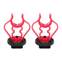 Universal MicShock Mount Cold Shoe Mount Adapter ABS Microphone Bracket Mount Replacement for Microphones Black and Red Pack of 2
