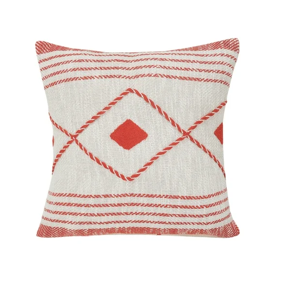 Ox Bay Geometric Diamond Square Throw Pillow, 20", Red / White, Count per Pack 1